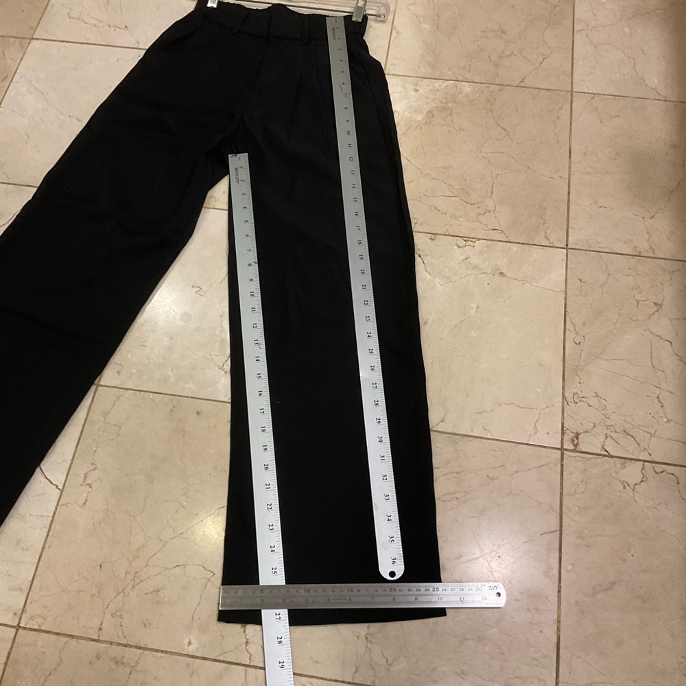 High Waist Pants, Pleated Front, Full Leg, Back Elastic Waist, Belt Loops, Sz S - Picture 10 of 11